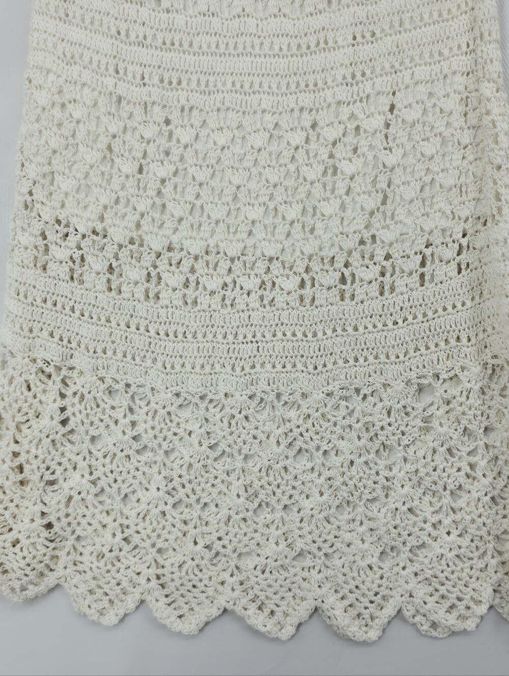 ❌️SOLD❌️M. Nicole Evening White Crochet Strapless Coastal Boho Maxi Dress Large - Picture 12 of 15